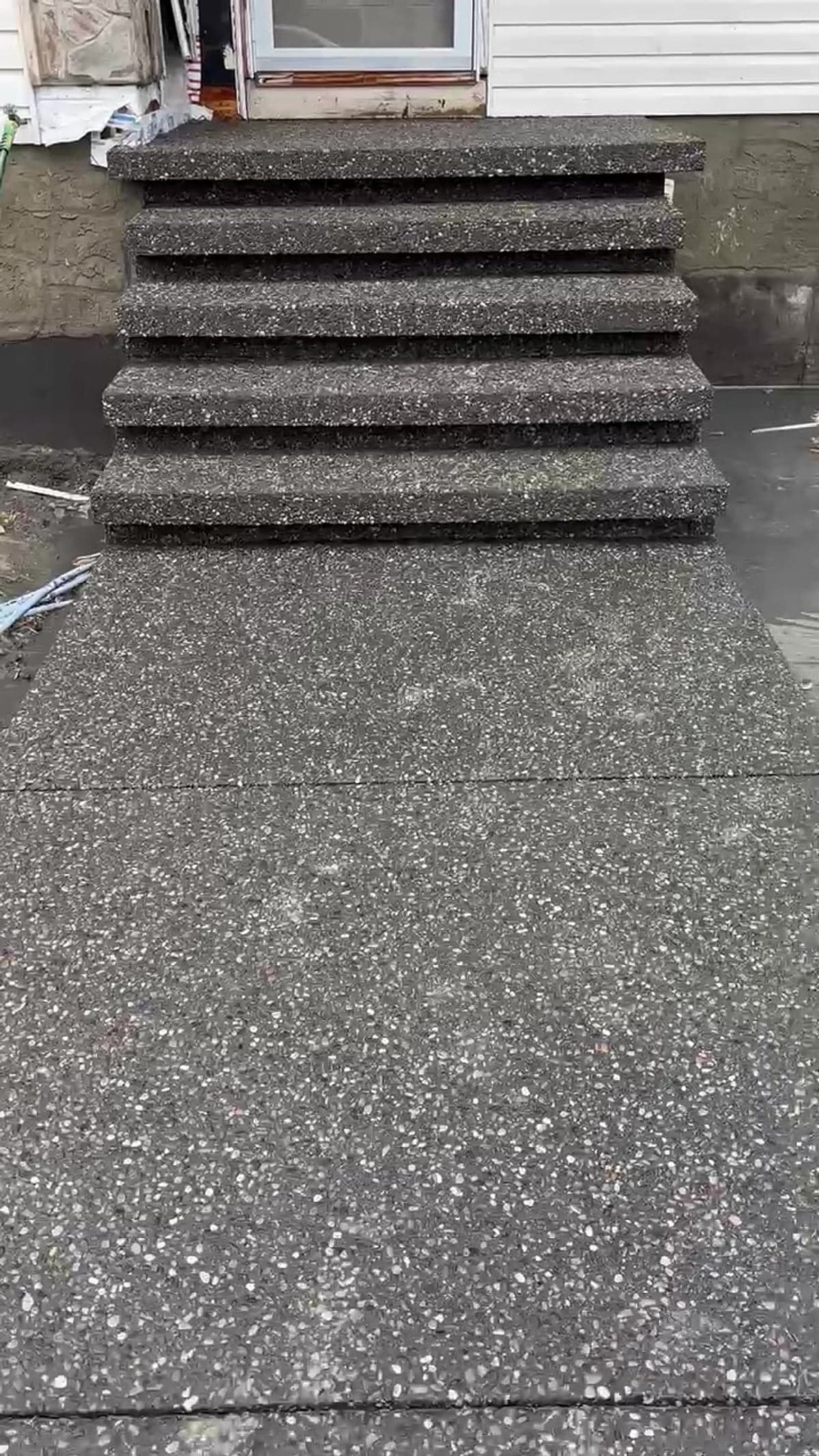 Stamped Driveway & Exposed Aggregate Stairs in Calgary