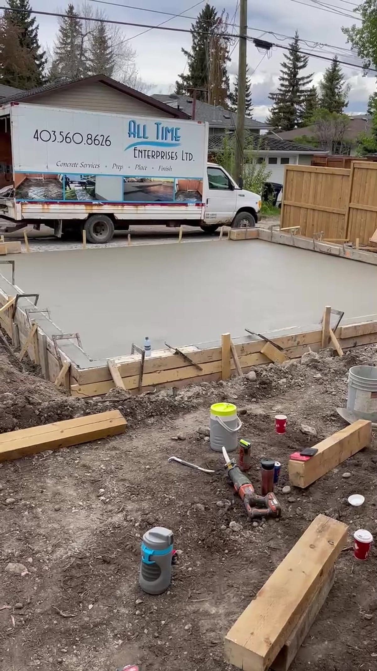 Garage Pad Pour in Calgary